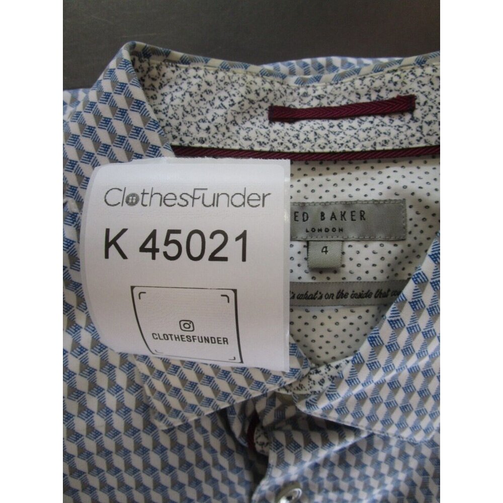 Ted Baker Shirt Large Button Down Pocket Geometric Print Flip Cuff 4 - Picture 11 of 11